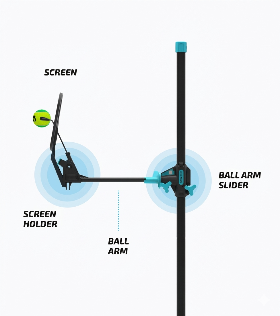 SpinPro for Tennis screen anatomy diagram