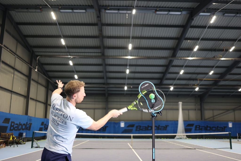 Topspin forehand practice with SpinPro for Tennis
