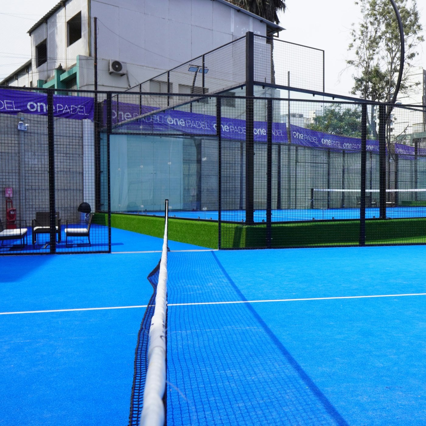 Padel club courts seen from the net