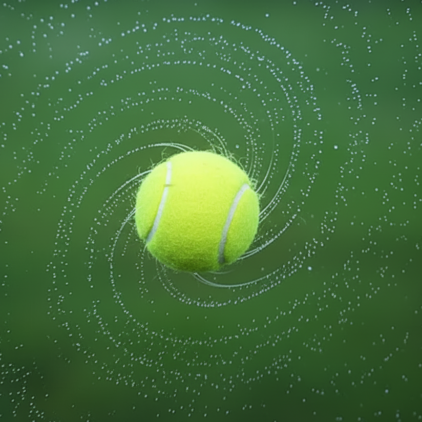 Topspin on tennis ball